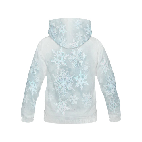 Snowflakes White and blue, Christmas All Over Print Hoodie for Women (USA Size) (Model H13)