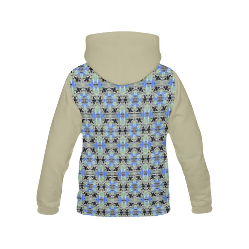 Green Blue and Black All Over Print Hoodie for Women (USA Size) (Model H13)