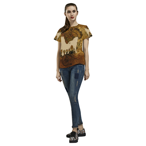 Beautiful horses, silhouette All Over Print T-Shirt for Women (USA Size) (Model T40)