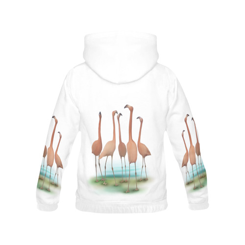 Flamingo Mingle, watercolor, birds All Over Print Hoodie for Women (USA Size) (Model H13)