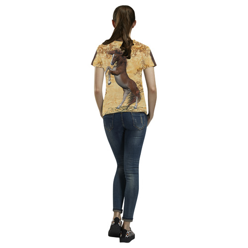 Wonderful brown horse All Over Print T-Shirt for Women (USA Size) (Model T40)