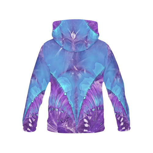 Abstract Fractal Painting - blue magenta pink All Over Print Hoodie for Women (USA Size) (Model H13)