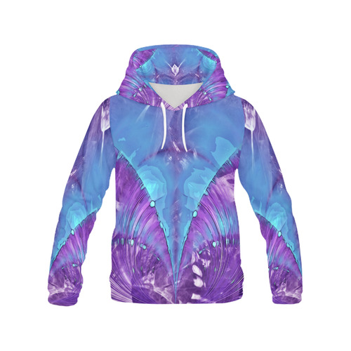 Abstract Fractal Painting - blue magenta pink All Over Print Hoodie for Men (USA Size) (Model H13)