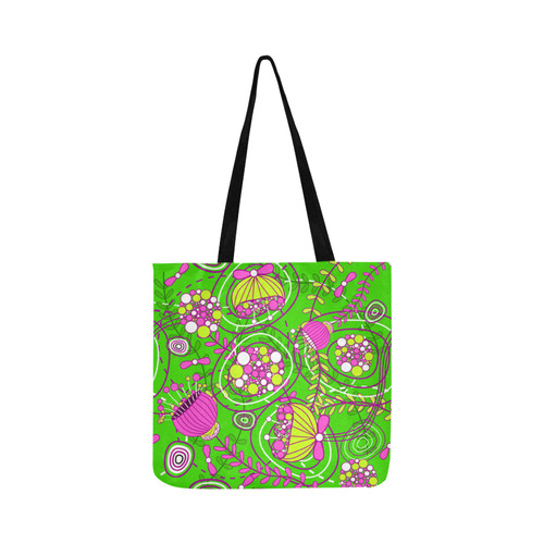 Pink Green Retro Floral Pattern Reusable Shopping Bag Model 1660 (Two sides)