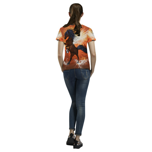 Horse with water wngs All Over Print T-Shirt for Women (USA Size) (Model T40)