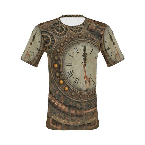 Steampunk clock, cute giraffe All Over Print T-Shirt for Men (USA Size) (Model T40)