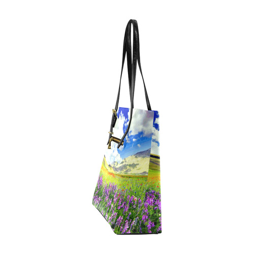 Mountain Floral Landscape Clouds Euramerican Tote Bag/Small (Model 1655)