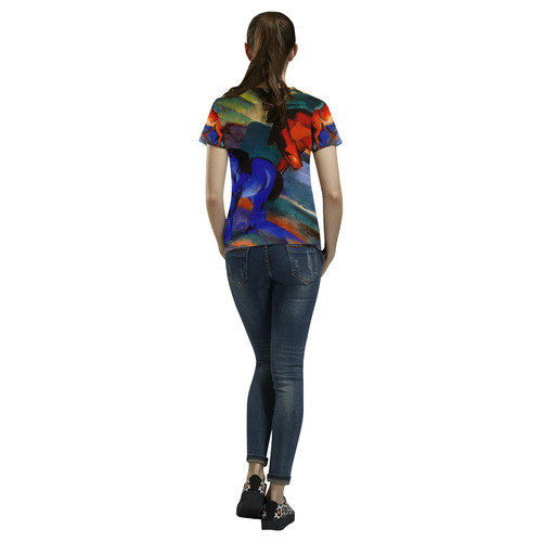 Red and Blue Horse by Franz Marc All Over Print T-Shirt for Women (USA Size) (Model T40)