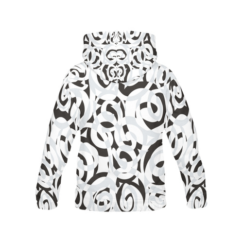 Black White Grey SPIRALS pattern ART All Over Print Hoodie for Men (USA Size) (Model H13)