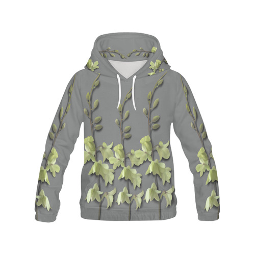 Yellow Watercolor Orchid All Over Print Hoodie for Women (USA Size) (Model H13)