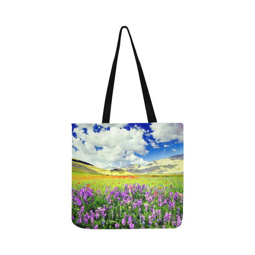 Mountain Floral Landscape Clouds Reusable Shopping Bag Model 1660 (Two sides)