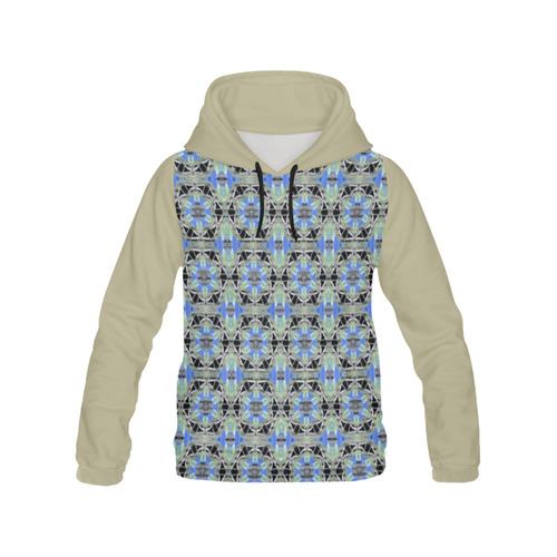 Green Blue and Black All Over Print Hoodie for Women (USA Size) (Model H13)