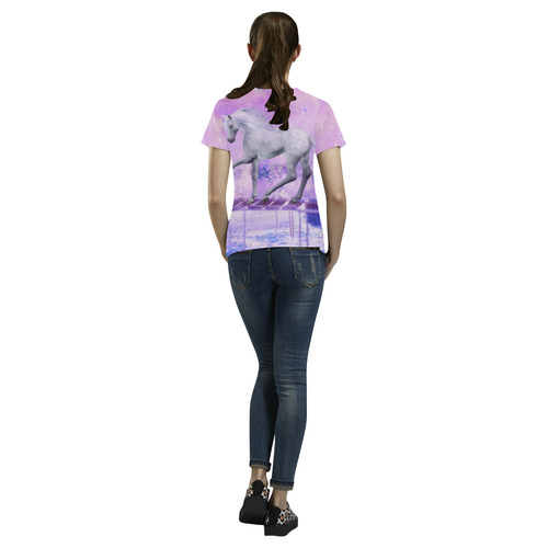 pink unicorn All Over Print T-Shirt for Women (USA Size) (Model T40)