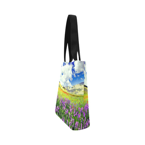 Mountain Floral Landscape Clouds Canvas Tote Bag (Model 1657)