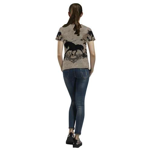 Black horse silohuette All Over Print T-Shirt for Women (USA Size) (Model T40)