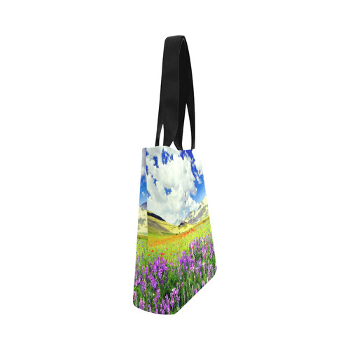 Mountain Floral Landscape Clouds Canvas Tote Bag (Model 1657)