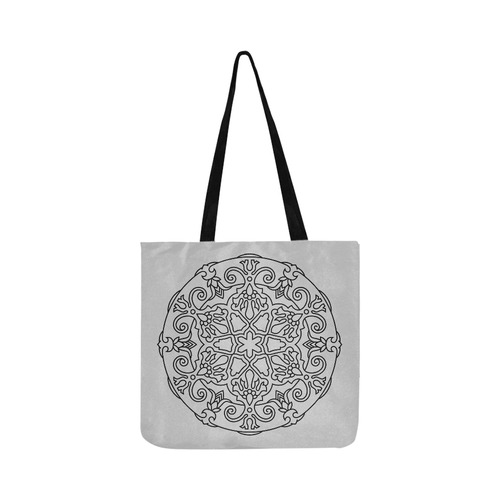 Luxury bag with Mandala art grey Reusable Shopping Bag Model 1660 (Two sides)