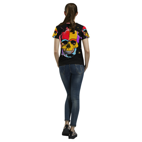 A nice Skull by Popart Lover All Over Print T-Shirt for Women (USA Size) (Model T40)