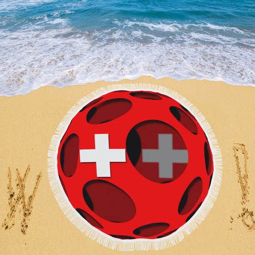 The Flag of Switzerland Circular Beach Shawl 59"x 59"