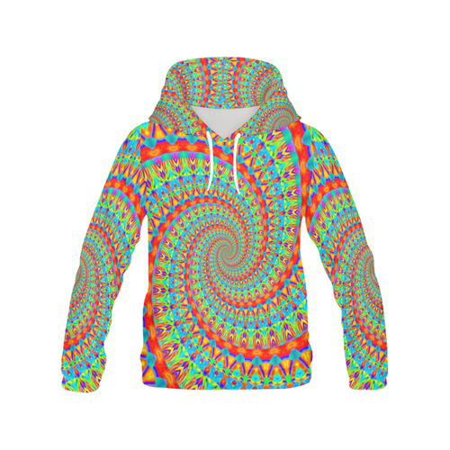 FLOWER POWER SPIRAL multicolored All Over Print Hoodie for Women (USA Size) (Model H13)