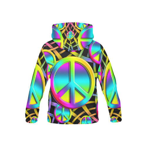 Neon Colorful PEACE pattern All Over Print Hoodie for Kid (USA Size) (Model H13)