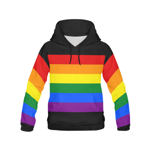 Gay Pride Rainbow Flag Stripes All Over Print Hoodie for Men (USA Size) (Model H13)