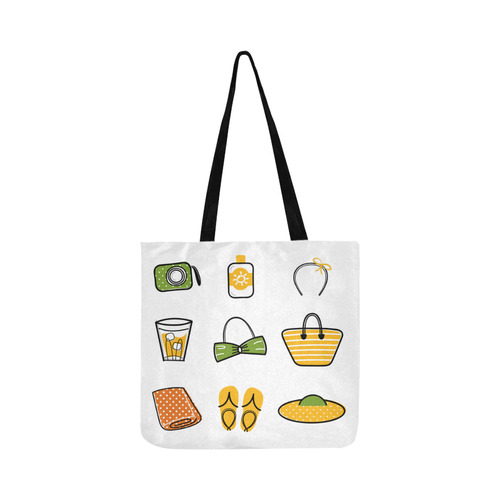 DESIGNERS TOTE : WITH SUMMER Icons yellow green Reusable Shopping Bag Model 1660 (Two sides)