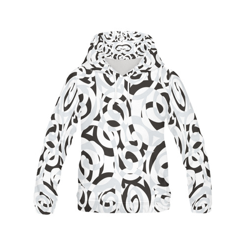 Black White Grey SPIRALS pattern ART All Over Print Hoodie for Men (USA Size) (Model H13)