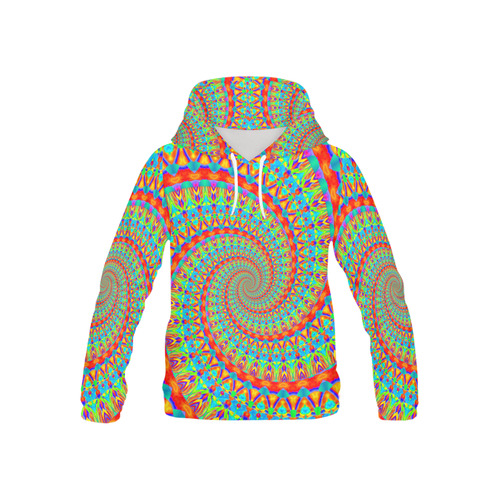 FLOWER POWER SPIRAL multicolored All Over Print Hoodie for Kid (USA Size) (Model H13)