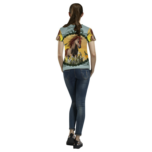 Brown horse All Over Print T-Shirt for Women (USA Size) (Model T40)