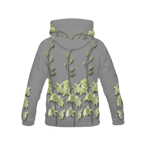 Yellow Watercolor Orchid All Over Print Hoodie for Women (USA Size) (Model H13)