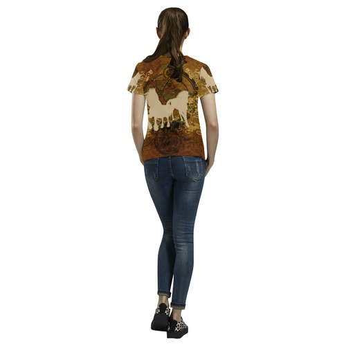 Beautiful horses, silhouette All Over Print T-Shirt for Women (USA Size) (Model T40)