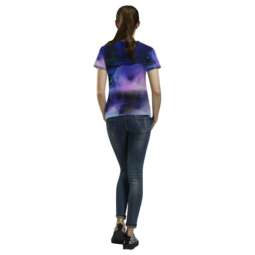 An Awesome Unicorn Beside A Magic Lake All Over Print T-Shirt for Women (USA Size) (Model T40)