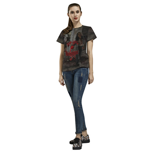 Valentines Day Zombie Couple All Over Print T-Shirt for Women (USA Size) (Model T40)