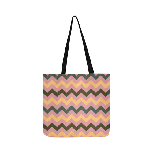Designers Tote bag with zig-zag Stripes Reusable Shopping Bag Model 1660 (Two sides)