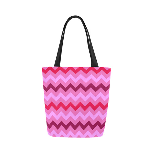 Designers bag with Pink zig-zag Stripes Canvas Tote Bag (Model 1657)