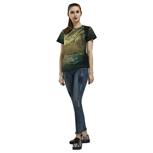 An Elve near the Pond All Over Print T-Shirt for Women (USA Size) (Model T40)