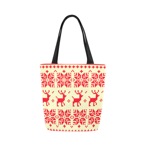 Designers bag with Reindeers red yellow Canvas Tote Bag (Model 1657)