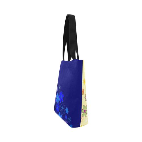 Designers bag blue with Folk flowers Canvas Tote Bag (Model 1657)