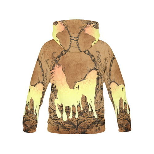 Beautiful horse silhouette in yellow colors All Over Print Hoodie for Women (USA Size) (Model H13)