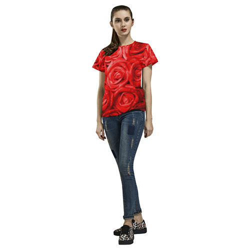 gorgeous roses L All Over Print T-Shirt for Women (USA Size) (Model T40)