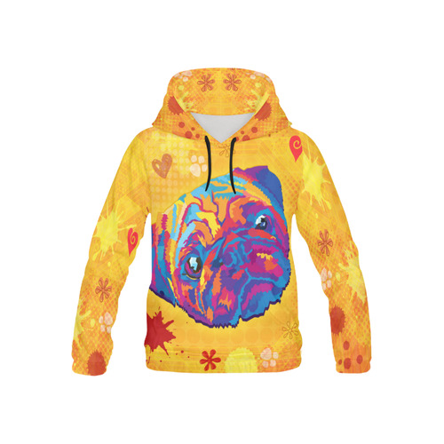 pop art pug All Over Print Hoodie for Kid (USA Size) (Model H13)