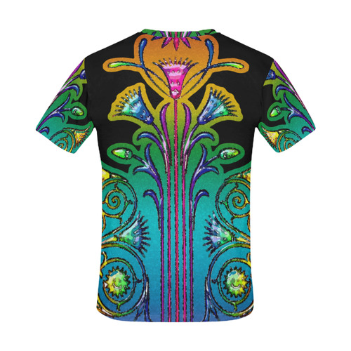 Art Deco Grunge Flower Ornaments All Over Print T-Shirt for Men (USA Size) (Model T40)