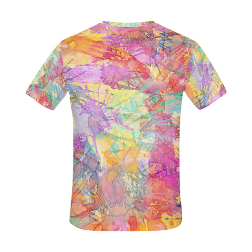 Watercolor Painting Splashes Pastel Multicolored All Over Print T-Shirt for Men (USA Size) (Model T40)