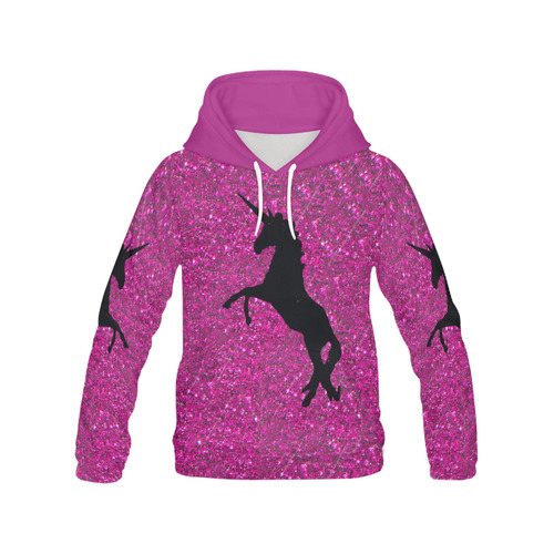 unicorn on pink glitter All Over Print Hoodie for Women (USA Size) (Model H13)