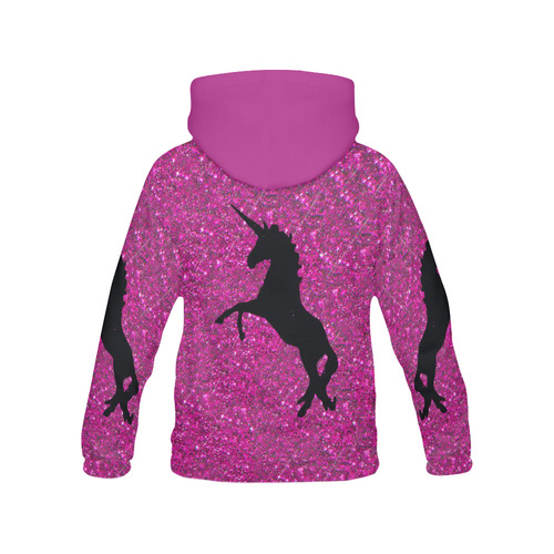 unicorn on pink glitter All Over Print Hoodie for Women (USA Size) (Model H13)