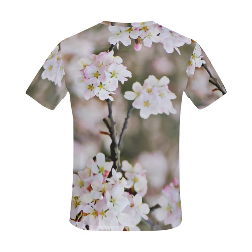 Photography Branch with Spring Flowers white All Over Print T-Shirt for Men (USA Size) (Model T40)