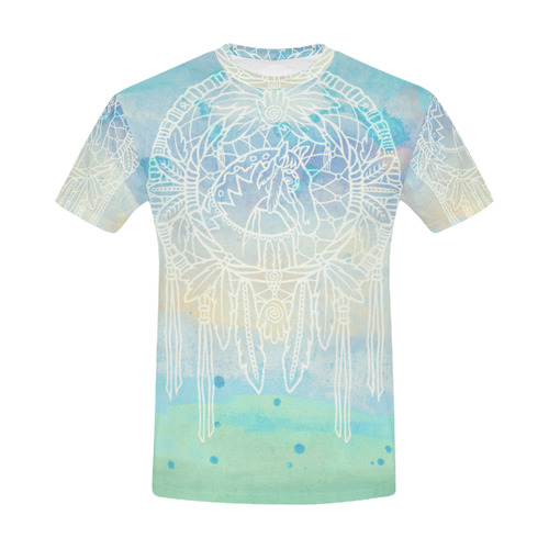 Indians Dreamcatcher HORSE Watercolor Painting All Over Print T-Shirt for Men (USA Size) (Model T40)