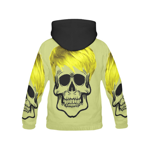 funny skull, yellow All Over Print Hoodie for Men (USA Size) (Model H13)