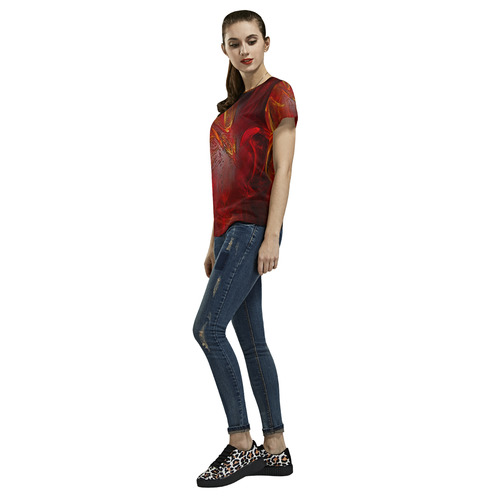 Red Firebird Phoenix All Over Print T-Shirt for Women (USA Size) (Model T40)